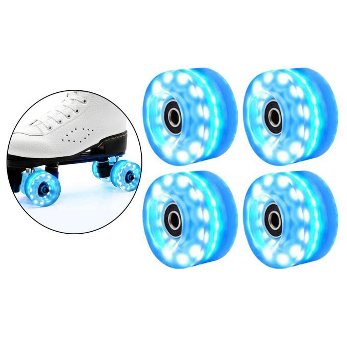 4 Pack Roller Skate Wheels, With Bearings Outdoor Luminous Six Blue