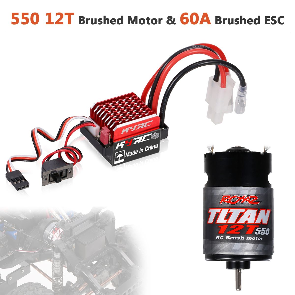 60A ESC High Strength Brushed ESC Motor Black