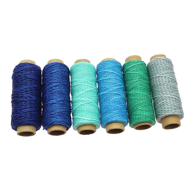 6pcs  Waxed Sewing Thread For Leather Shoe DIY Hand Stitching Blue