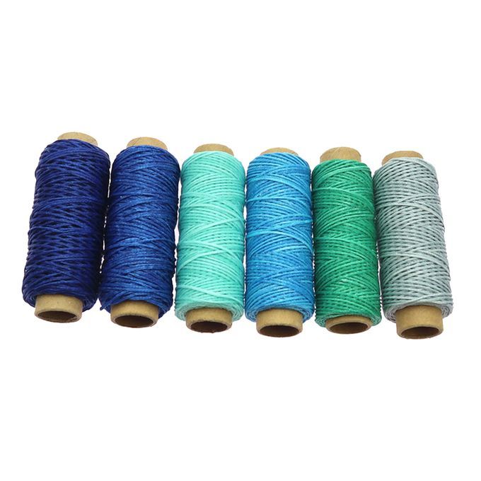 6pcs  Waxed Sewing Thread For Leather Shoe DIY Hand Stitching Blue