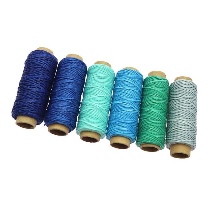 6pcs  Waxed Sewing Thread For Leather Shoe DIY Hand Stitching Blue