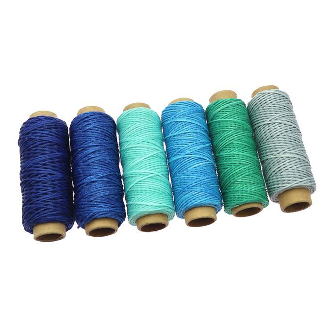 6pcs  Waxed Sewing Thread For Leather Shoe DIY Hand Stitching Blue