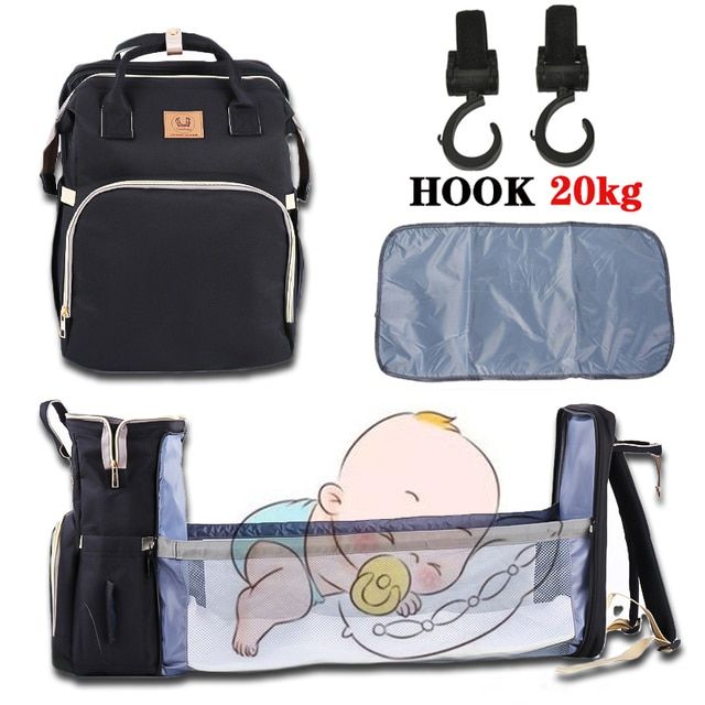 Baby Diaper Bed Backpack Nappy Nursing Bag Upgrade Hooks