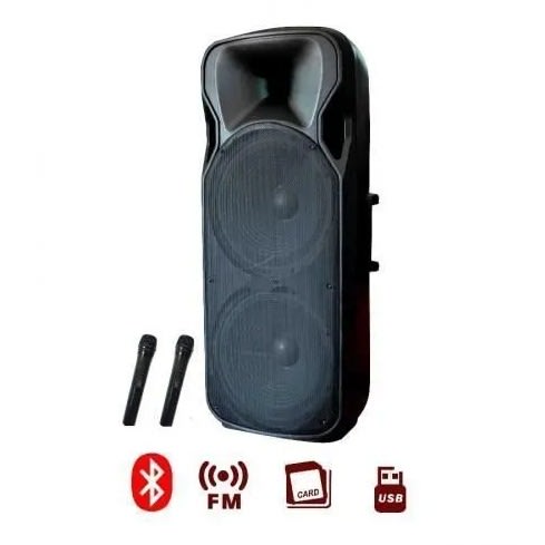 Rechargeable Public Address System With Bluetooth - 2 Microphones - Usb Mp3 Speaker