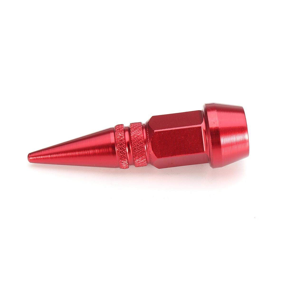4PC Black Car Auto Bike Spike Shape Tire Dustproof Wheel Stem Aluminum Valve Cap Red (red)