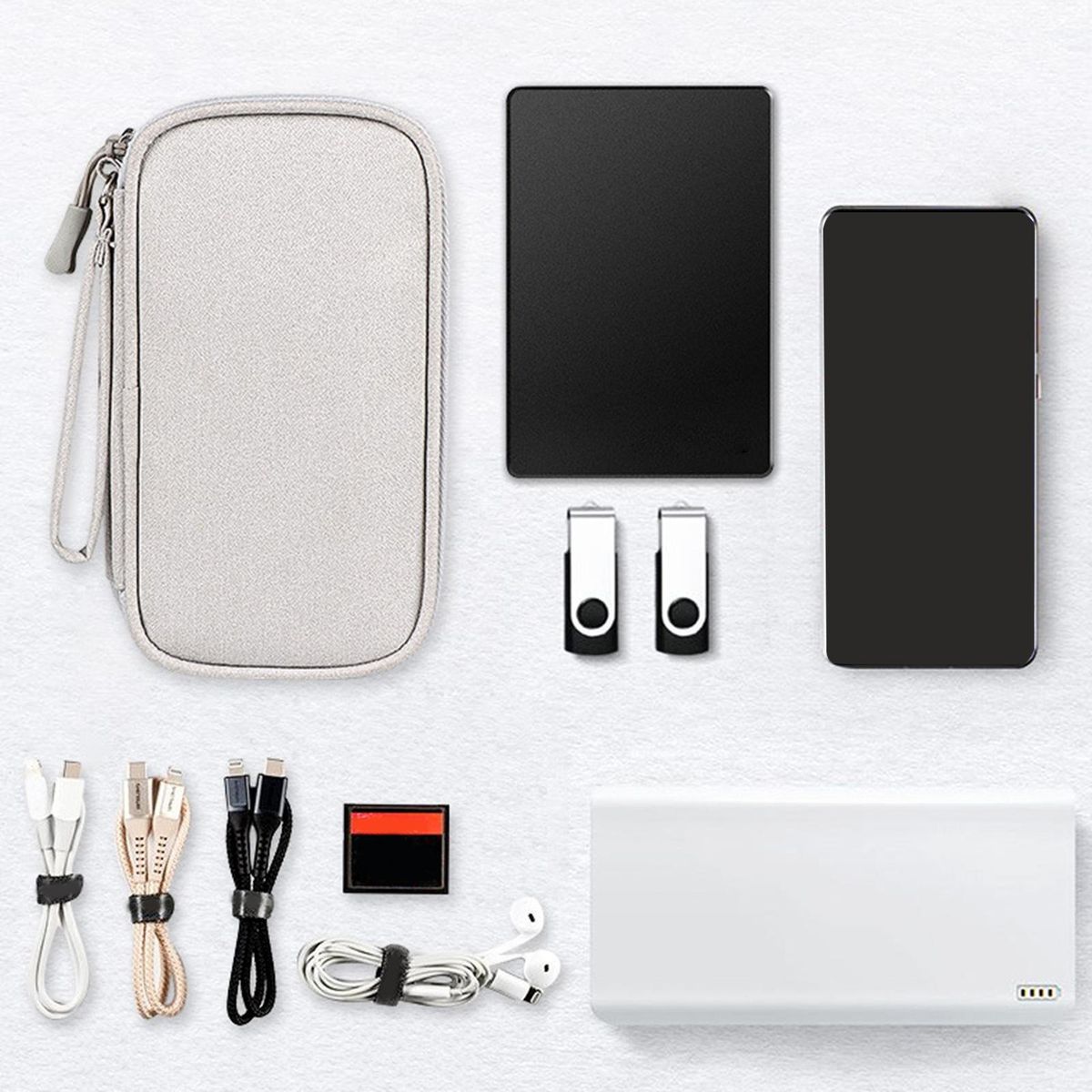 Travel Cable Organizer Carry Bag Electronics Gray