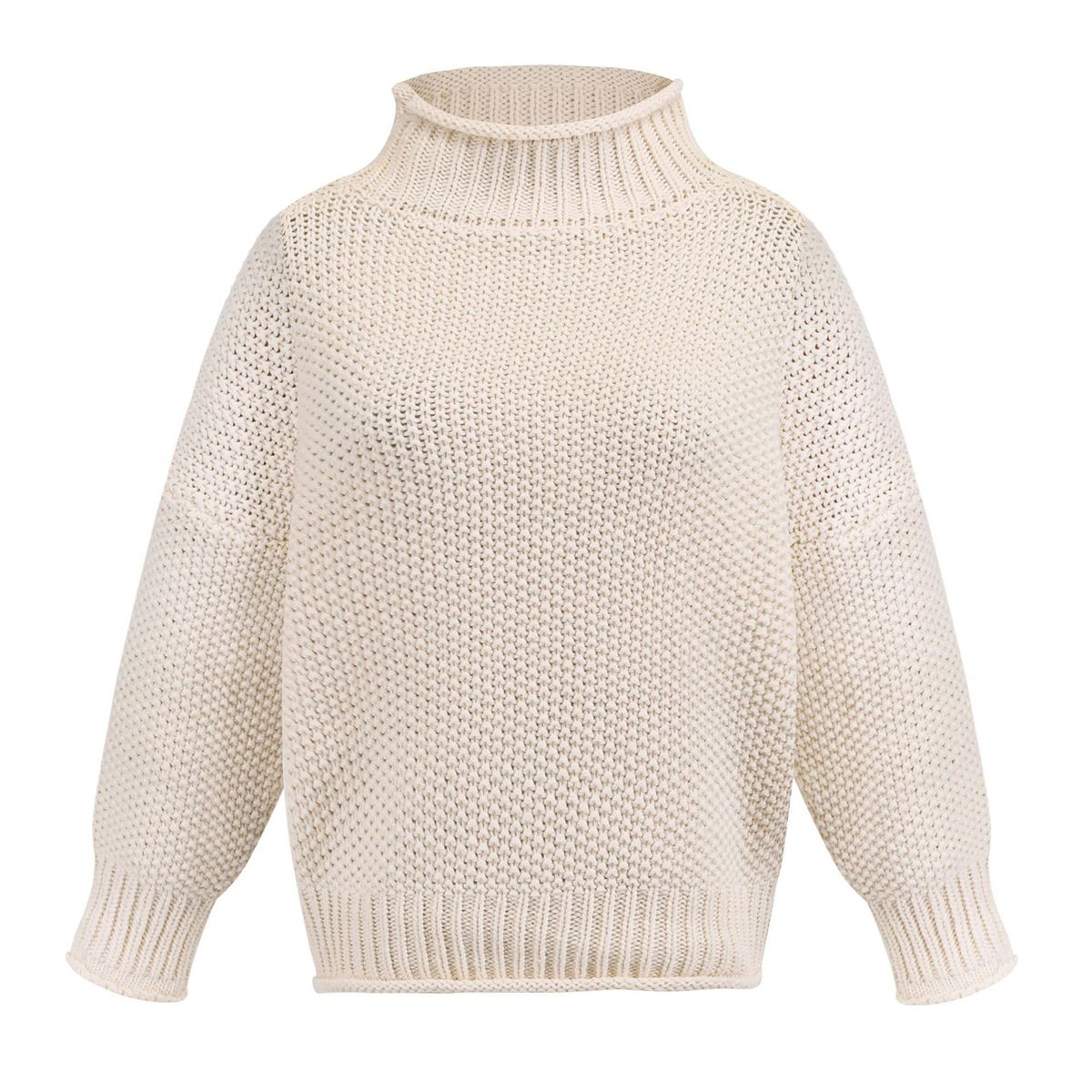 Women's Sweater Solid Loose Oversized Batwing Long Sleeve M White