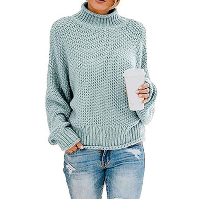 Women's Sweater Pullover Oversized Chunky Knit Solid XXL Light Blue