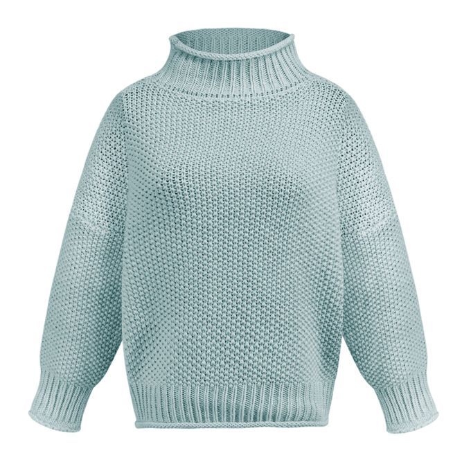 Women's Sweater Pullover Oversized Chunky Knit Solid XXL Light Blue