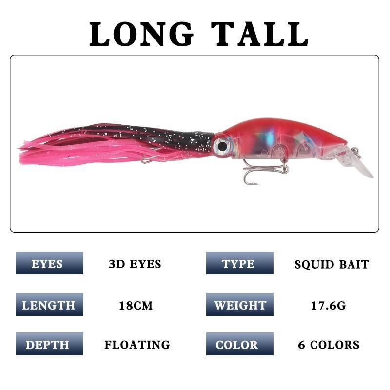 6PCS sea fishing 3D simulation squid soft bait 18cm/17.6g