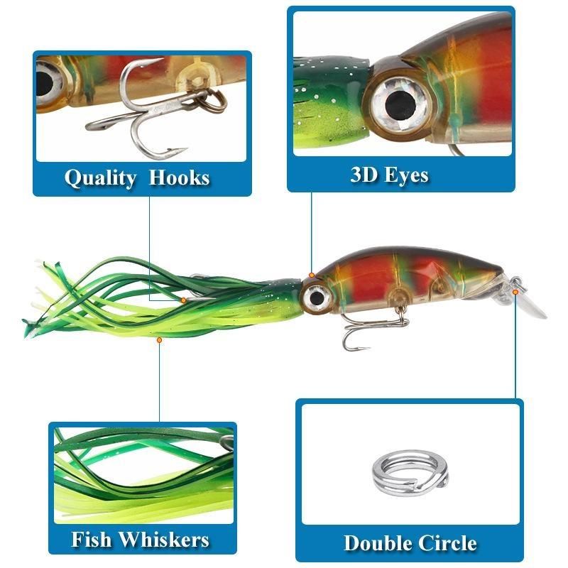 6PCS sea fishing 3D simulation squid soft bait 18cm/17.6g