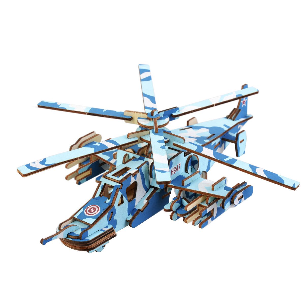 3D DIY Woodcraft Combat Kit Wooden Model Puzzle Kids Toy Gifts KA-50 Black Shark