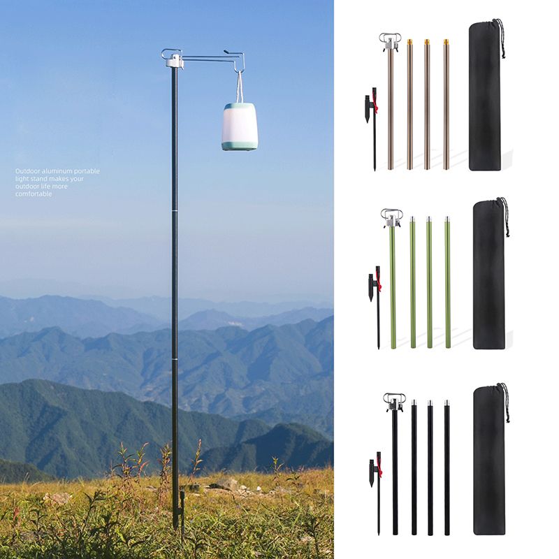 Folding Aluminum Alloy Lamp Pole Adjustable Lantern Holder