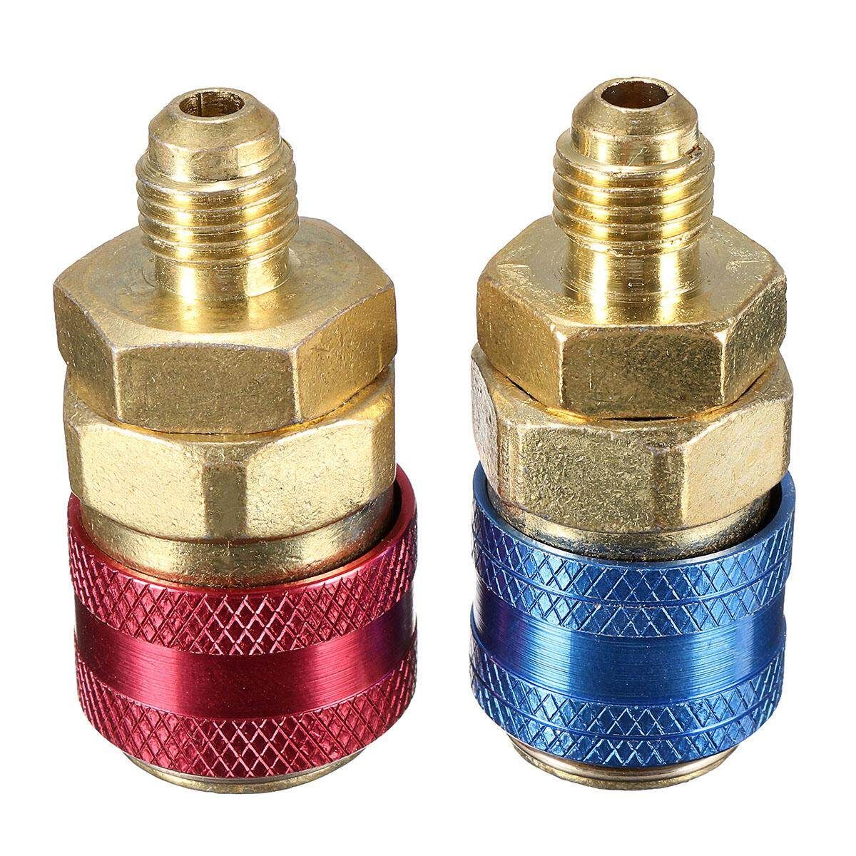 Pair Car Automotive AC R134A System Quick Couplers Connectors Adapter 1/4
