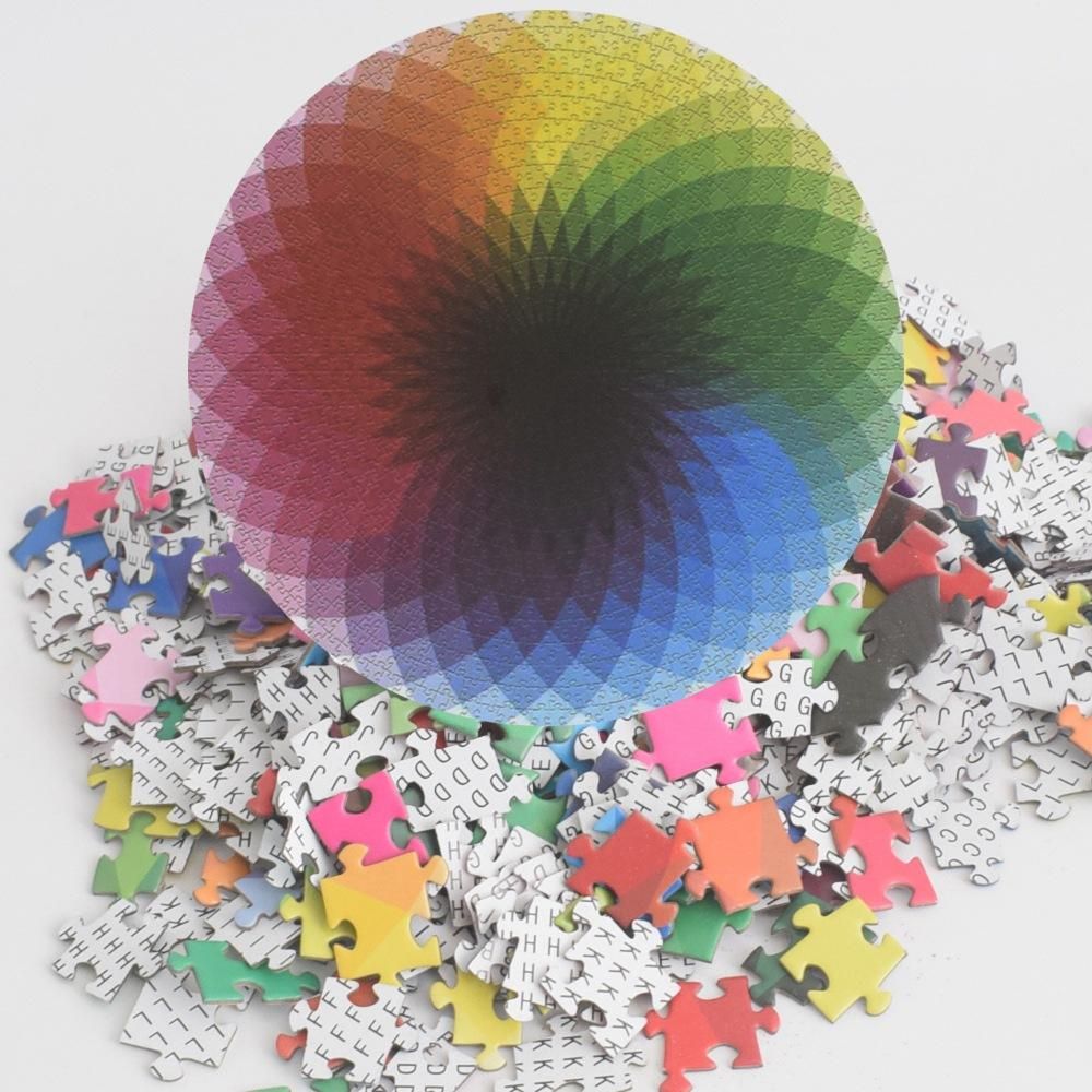 1000 Pcs Colorful Rainbow Round Geometrical Photo Puzzle Adult Kids DIY Educational Toy Jigsaw Puzzle Paper