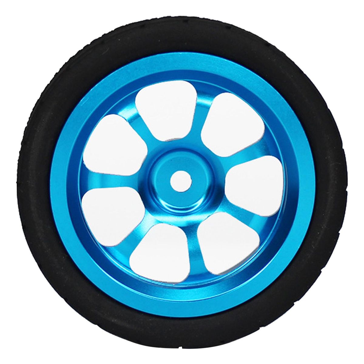 7 Spoke Aluminium Alloy Wheel Rims & Black Pattern Rubber Tyres Tires