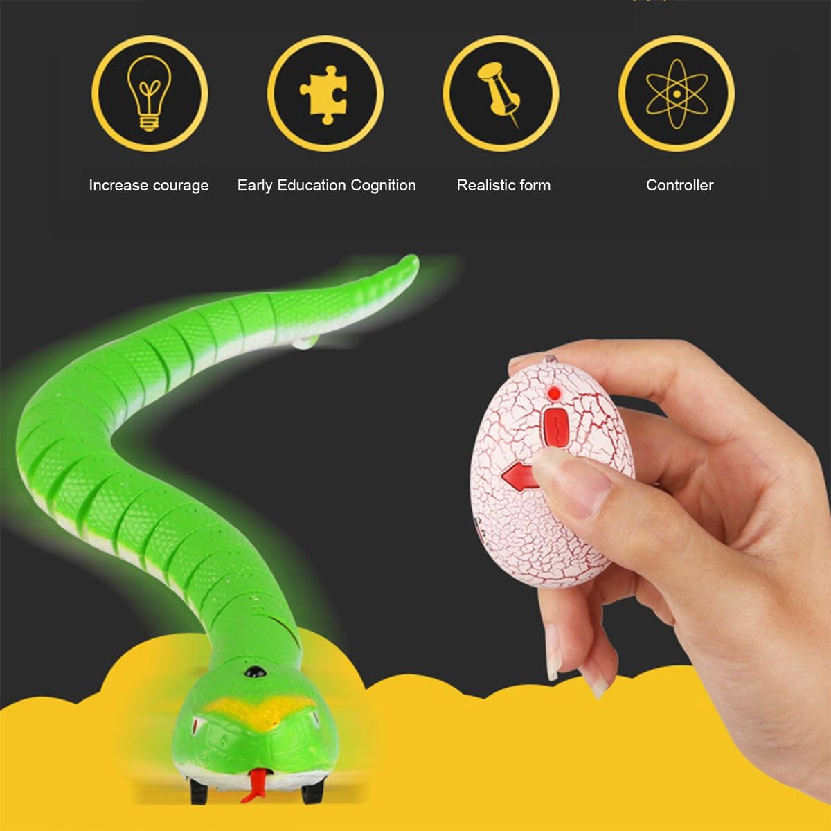 Remote Control Snake Toy Realistic Infrared Remote for Halloween Green