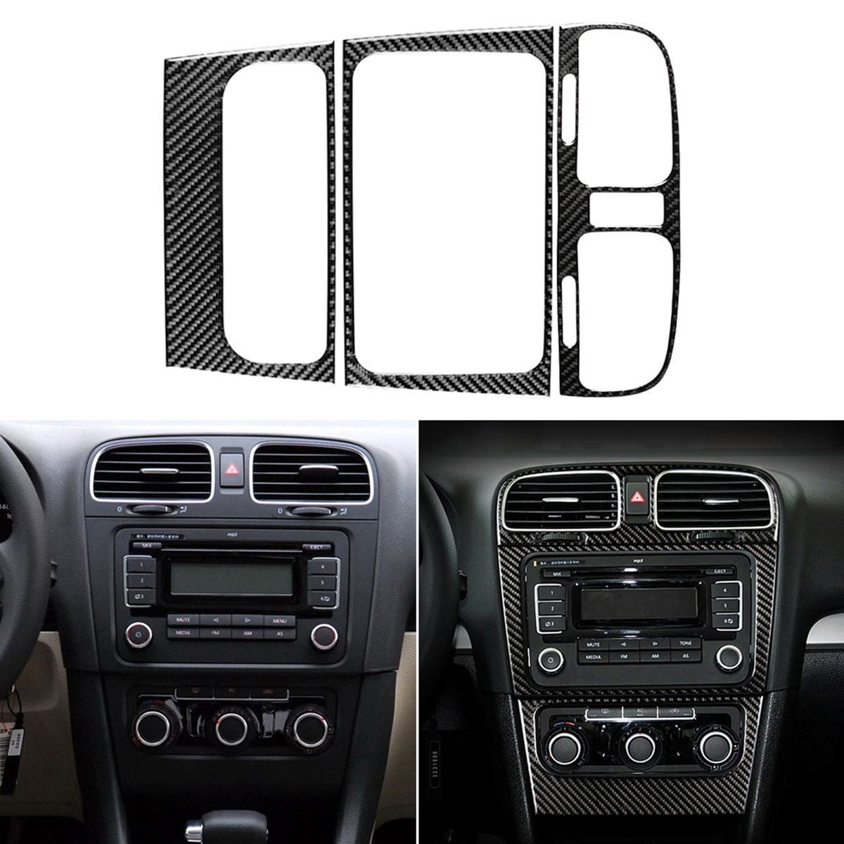 Car Carbon Fiber Air Vent Stickers Replacement For VW Golf 6
