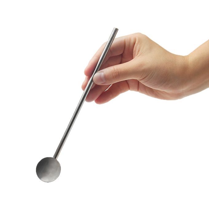 2 In 1 Reusable Stainless Steel Metal Drinking Coffee Straw
