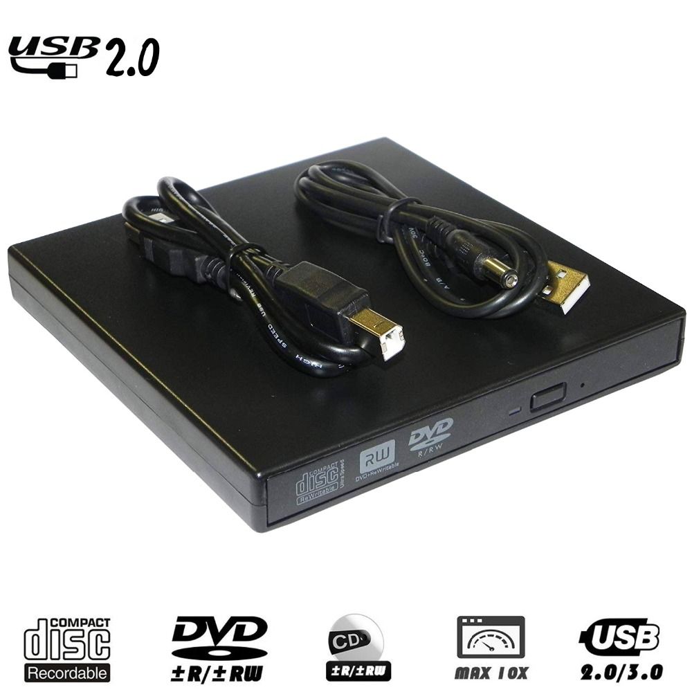 For Samsung Asus Dell HP Ultrabook USB 2.0 External DVD Player 8X DVD-ROM Combo Reader 24X CD-R Burner Slim Optical Drive Black