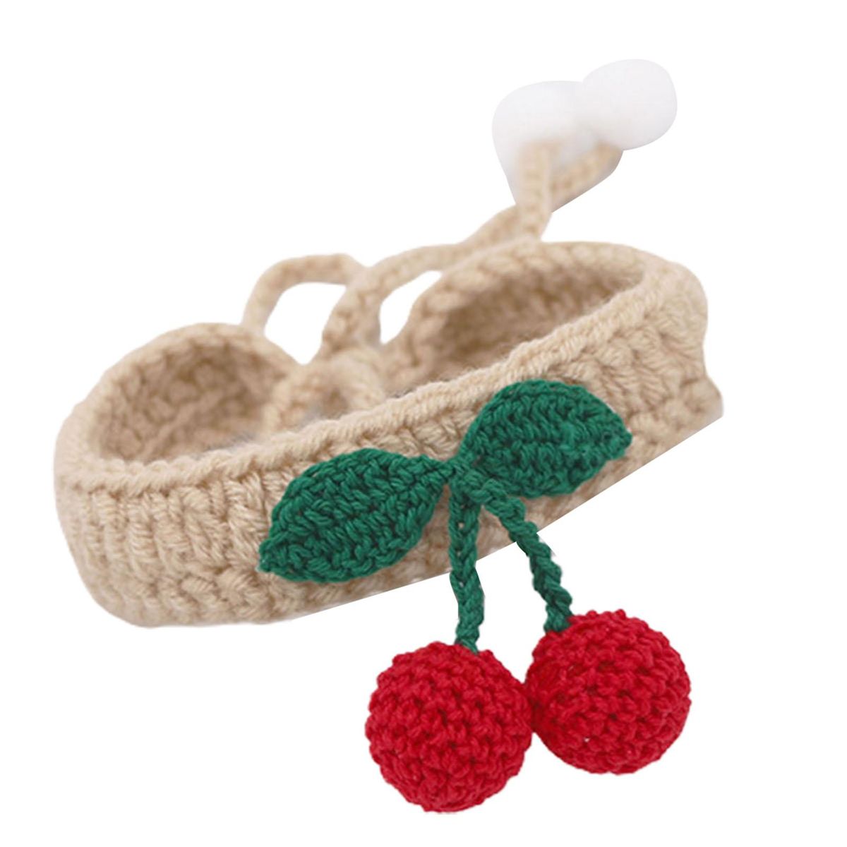 Cat Collar with Pendant Adjustable Woolen Yarn-Light Coffee