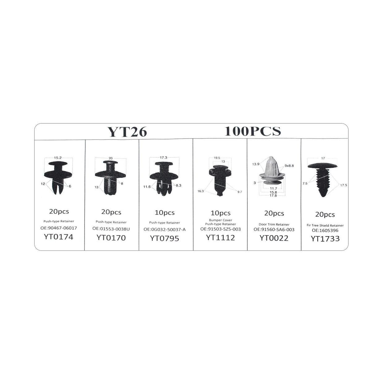 Car Bumper Retainer Clips & Fastener Remover, Quality Nylon Push Rivets - Splash Shield Clips 6 Most Popular Sizes & Replacement for Honda Toyota GM Ford