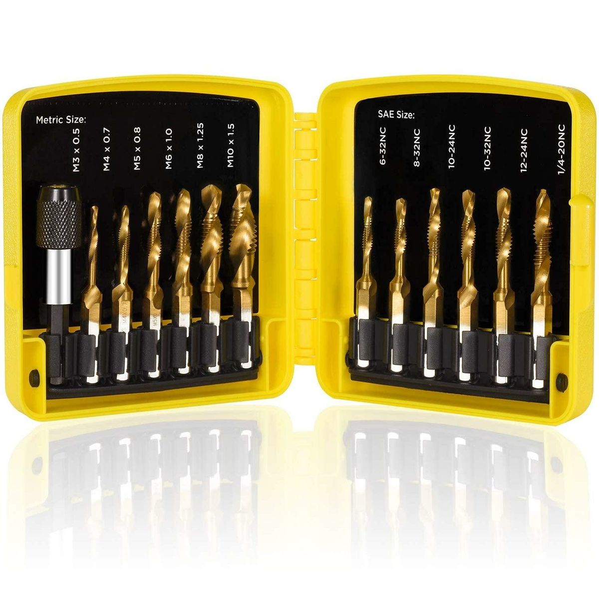Drillpro 13pcs M3-M10 Metric Screw Thread Tap Drill Bits Set