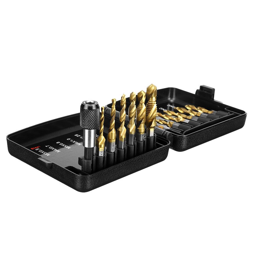 Drillpro 13pcs M3-M10 Metric Screw Thread Tap Drill Bits Set