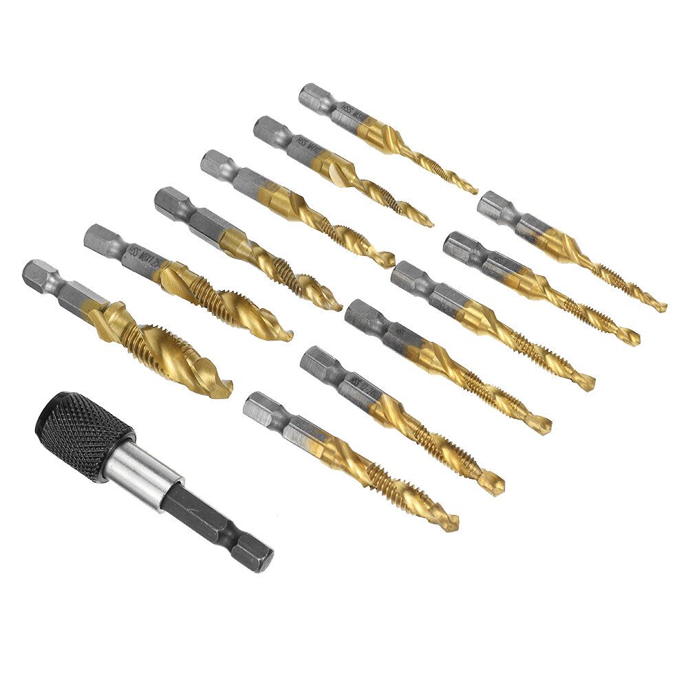 Drillpro 13pcs M3-M10 Metric Screw Thread Tap Drill Bits Set