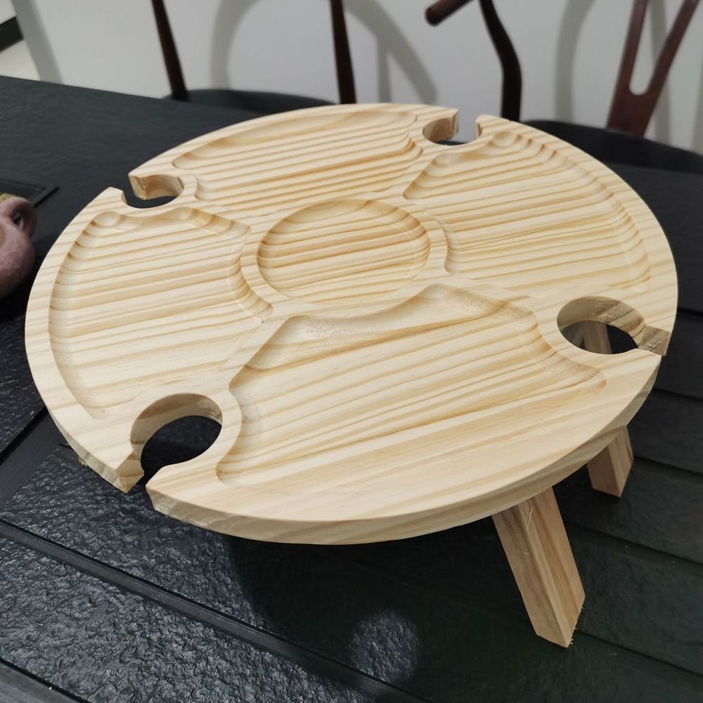 Mini Picnic Table With Glass Holder Wooden Folding Wine