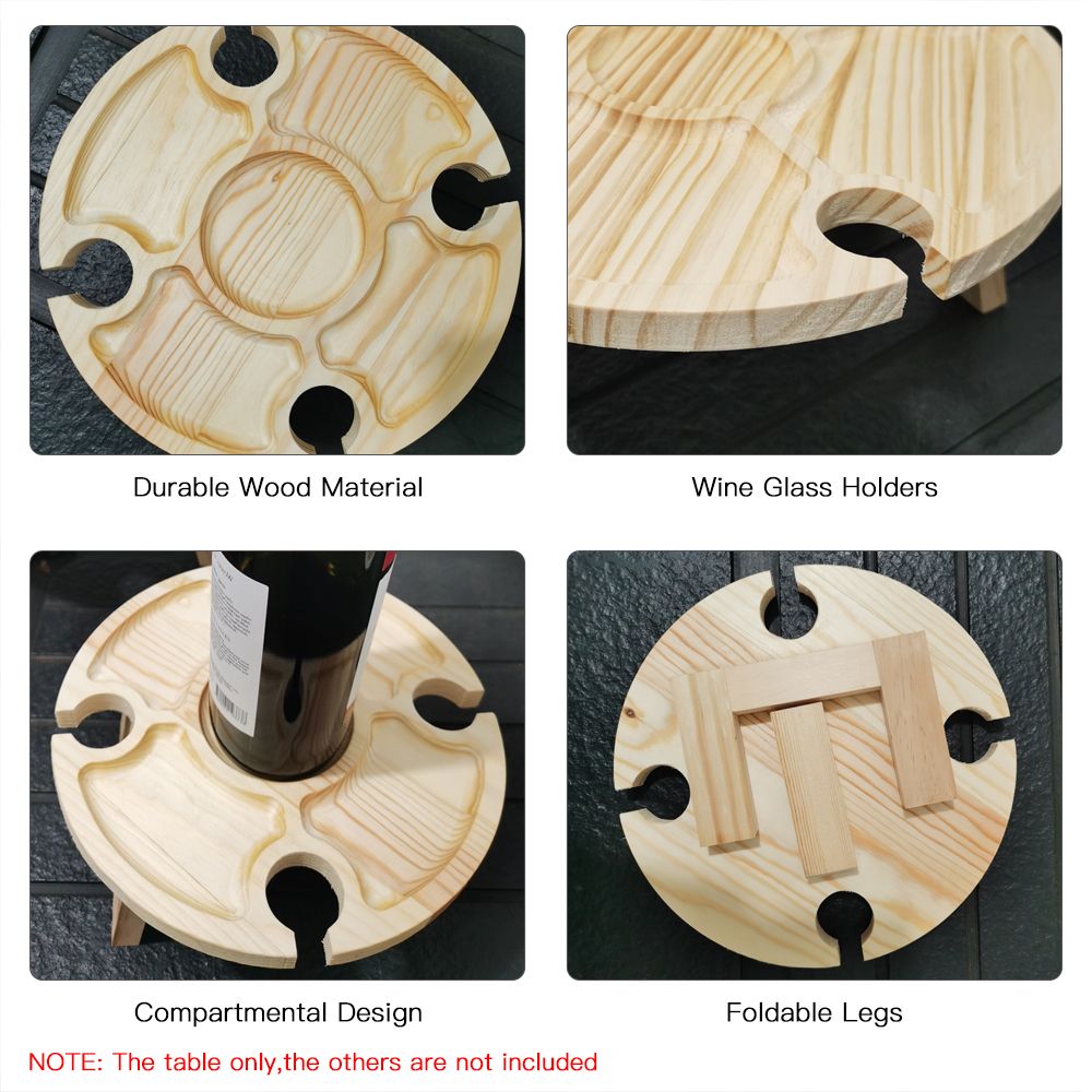 Mini Picnic Table With Glass Holder Wooden Folding Wine