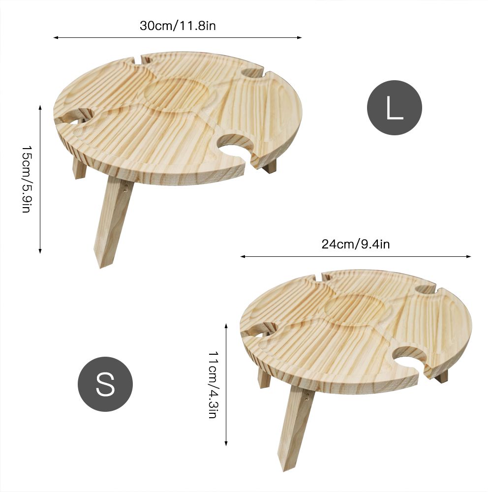 Mini Picnic Table With Glass Holder Wooden Folding Wine