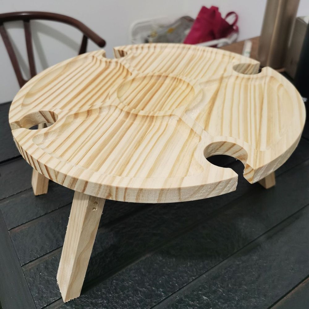 Mini Picnic Table With Glass Holder Wooden Folding Wine