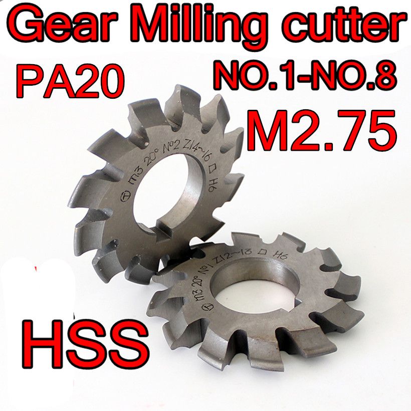 M2.75 Modulus Pa20 1-8 Hss Gear Milling Milling Cutter
