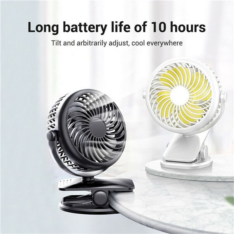 Computer Fan 360-degree Mini Portable 2000MAH Rotatable Desktop Fan J80 Home Silent USB On Fan+Clips Fan Electric Rechargeable