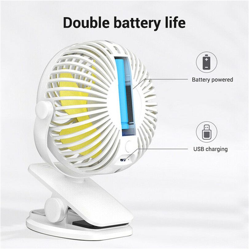 Computer Fan 360-degree Mini Portable 2000MAH Rotatable Desktop Fan J80 Home Silent USB On Fan+Clips Fan Electric Rechargeable