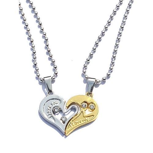 Couple Chain Necklaces, 2 In 1 Couple Necklace -Silver &Gold
