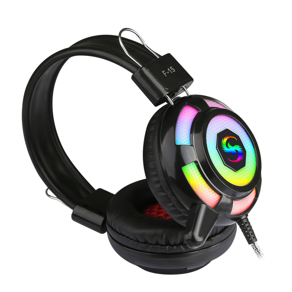 KUBITE Wired Headphones Over-Ear Gaming Earphones with RGB Light Super Dazzling Interface Wire Control with Microphone Computer Headset