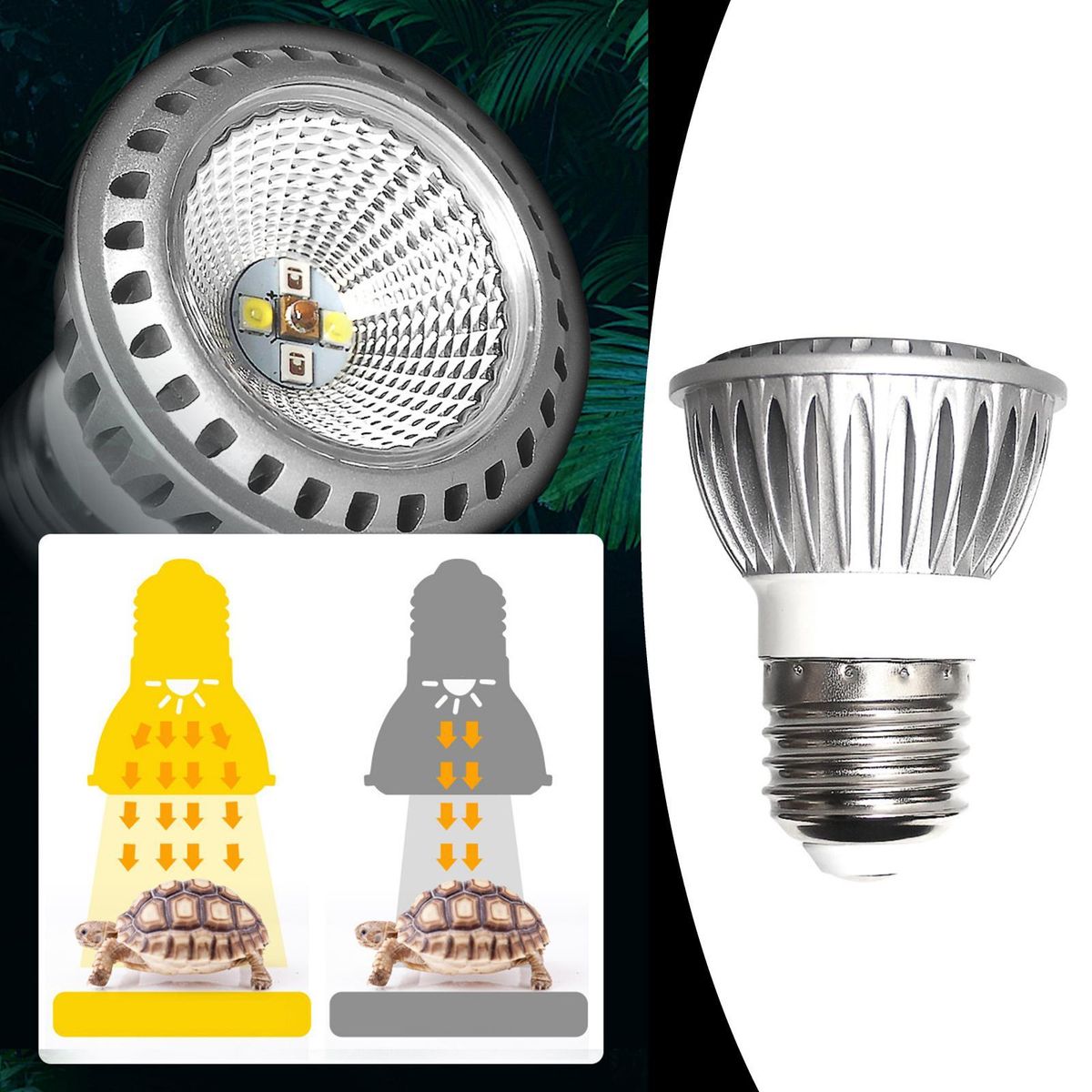 5W Reptile Heating Light Full Spectrum Lizard Pet UVA Uvb Silver