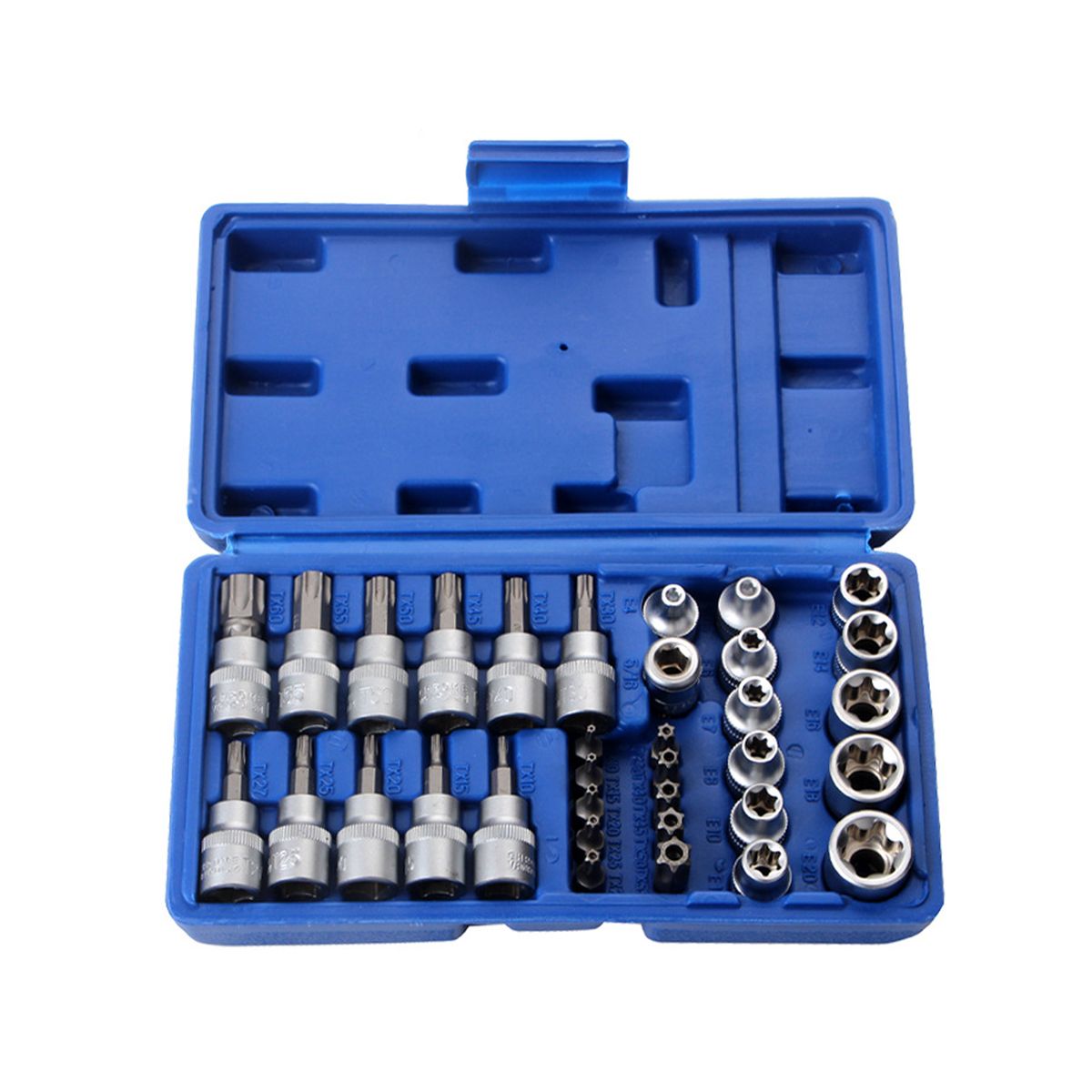 34Pcs E-Torx Sockets Bit Set Male Female E-torx Bits 3/8''