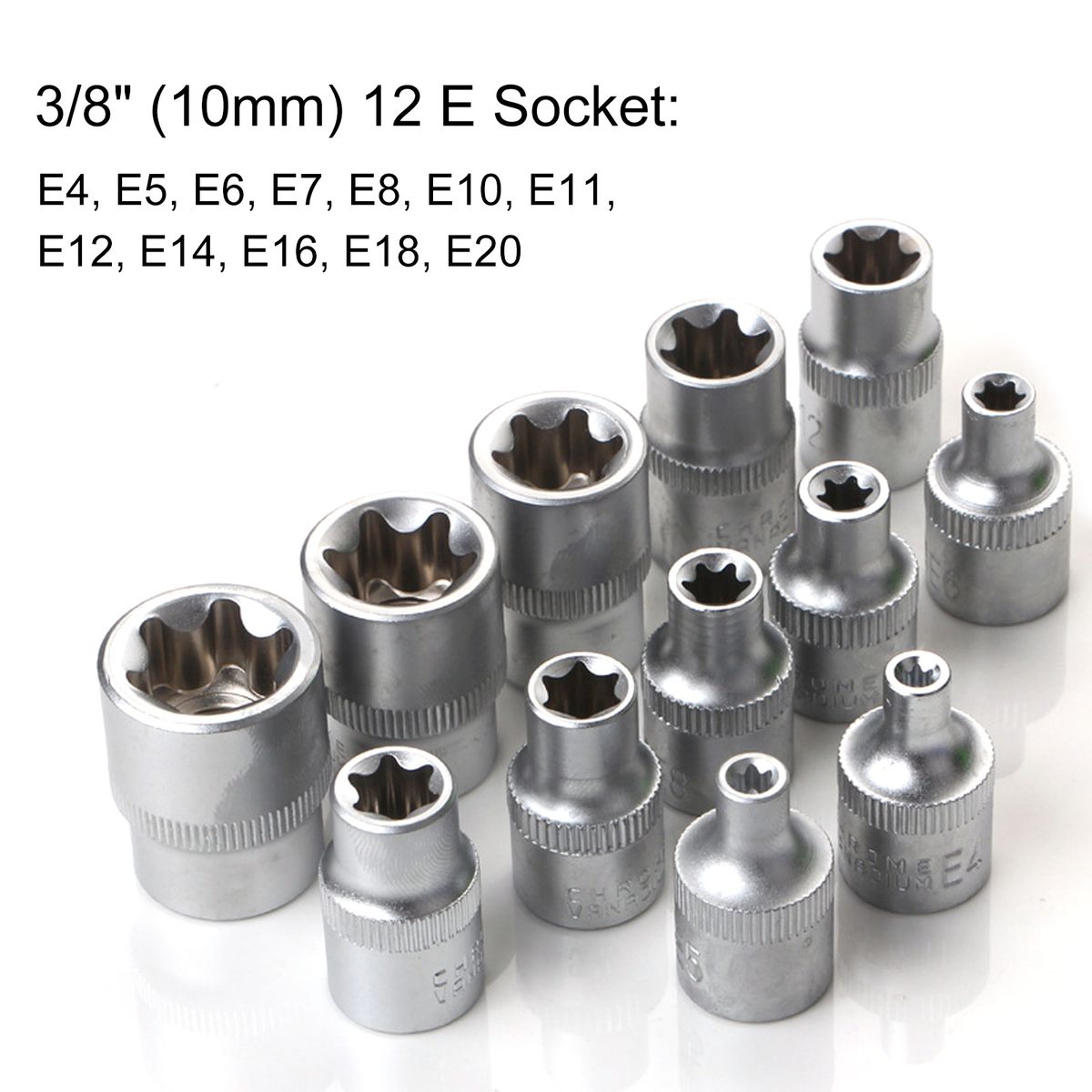 34Pcs E-Torx Sockets Bit Set Male Female E-torx Bits 3/8''