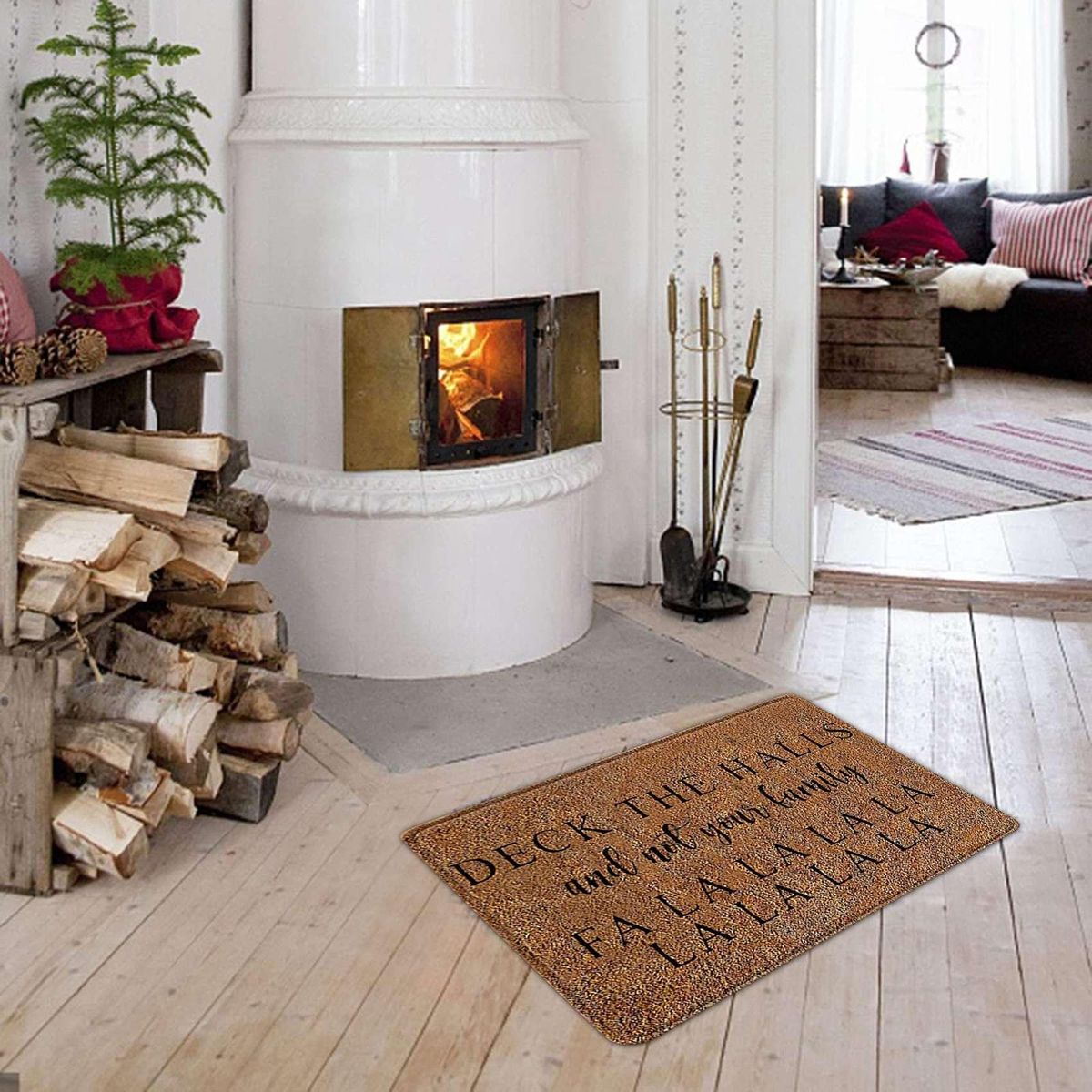 Christmas Door Mat Welcome Decor Non-Slip Door Mats Kitchen Foot Mat Bedroom Living Room Christmas Printing Floor Mat B