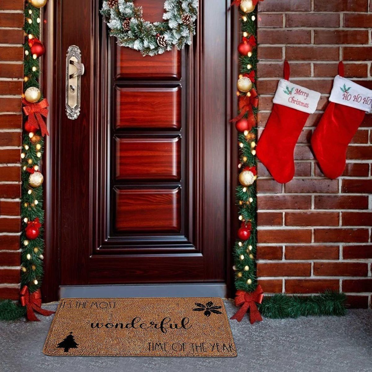 Christmas Door Mat Welcome Decor Non-Slip Door Mats Kitchen Foot Mat Bedroom Living Room Christmas Printing Floor Mat B