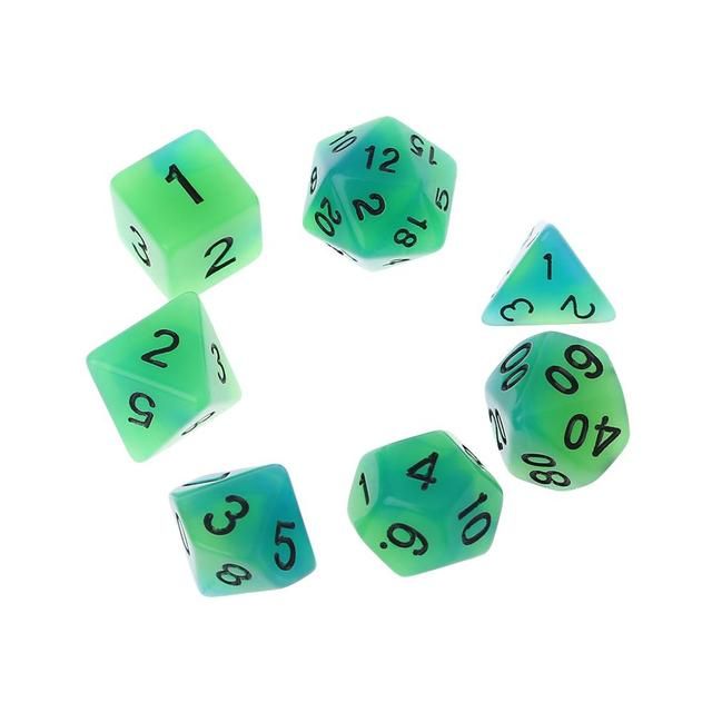 7 Pcs Acrylic Dice Luminous Black Points D4 D6 D8 D10 D12