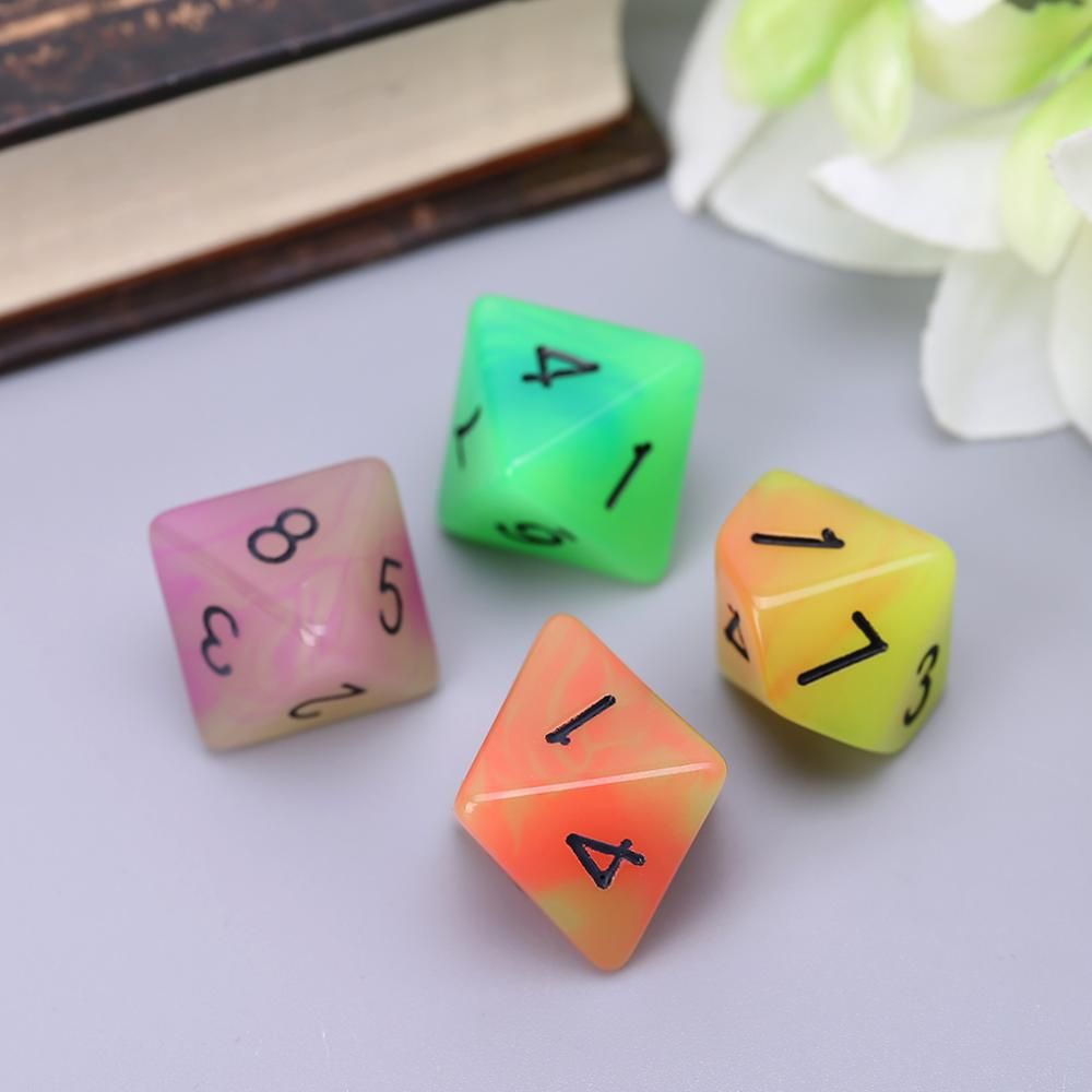 7 Pcs Acrylic Dice Luminous Black Points D4 D6 D8 D10 D12