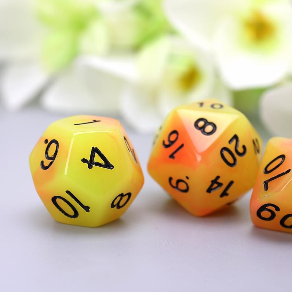 7 Pcs Acrylic Dice Luminous Black Points D4 D6 D8 D10 D12