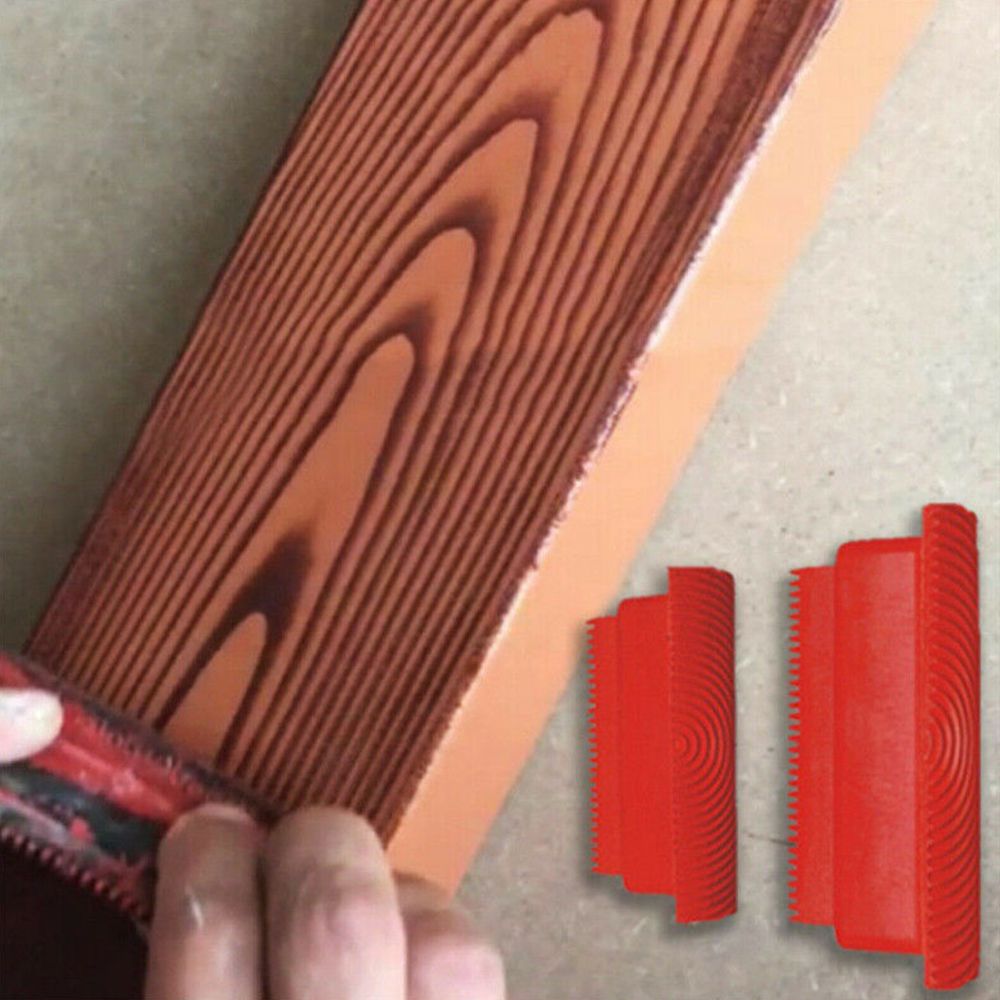 2pcs Paint Roller Brush Rubber Imitation Wood Grai