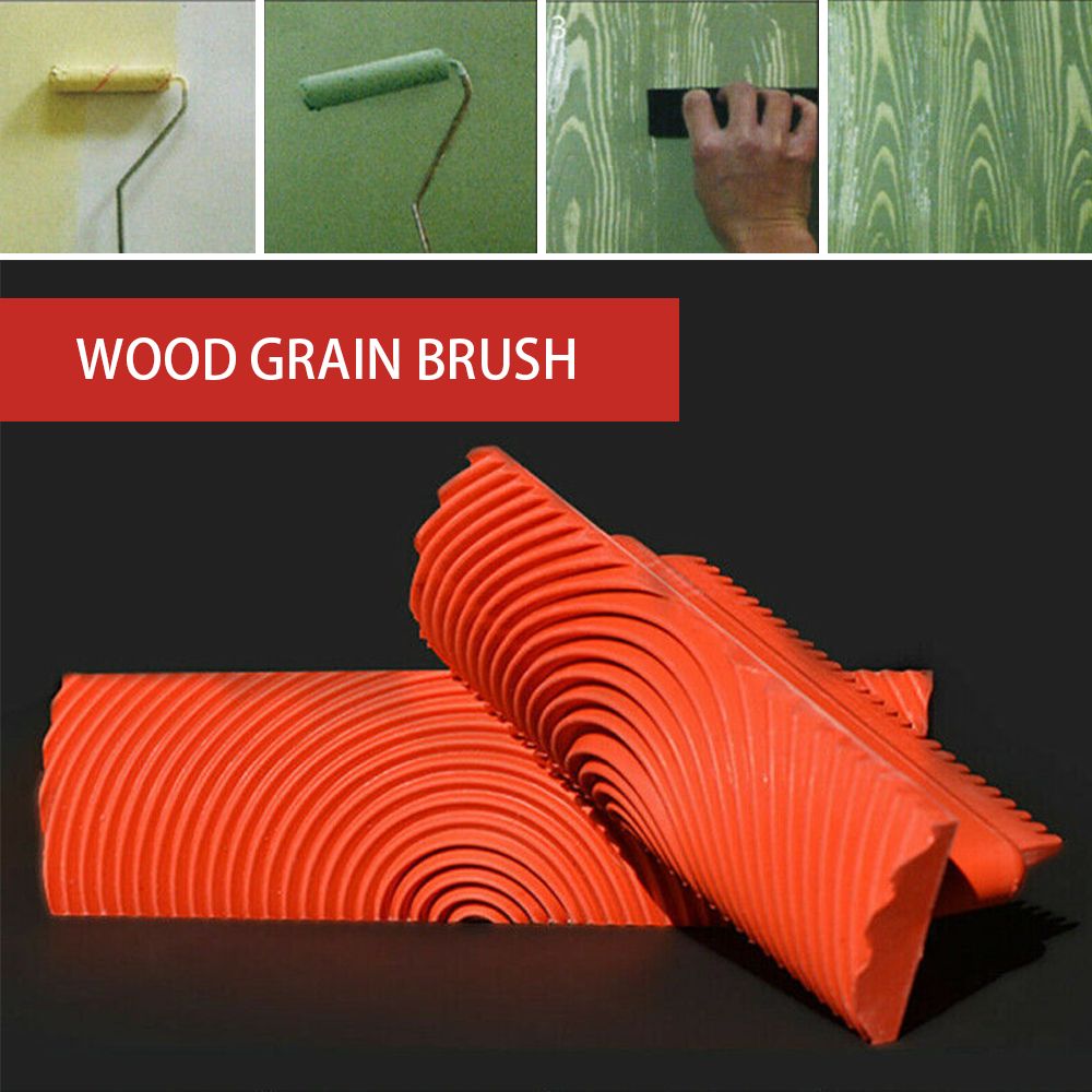 2pcs Paint Roller Brush Rubber Imitation Wood Grai