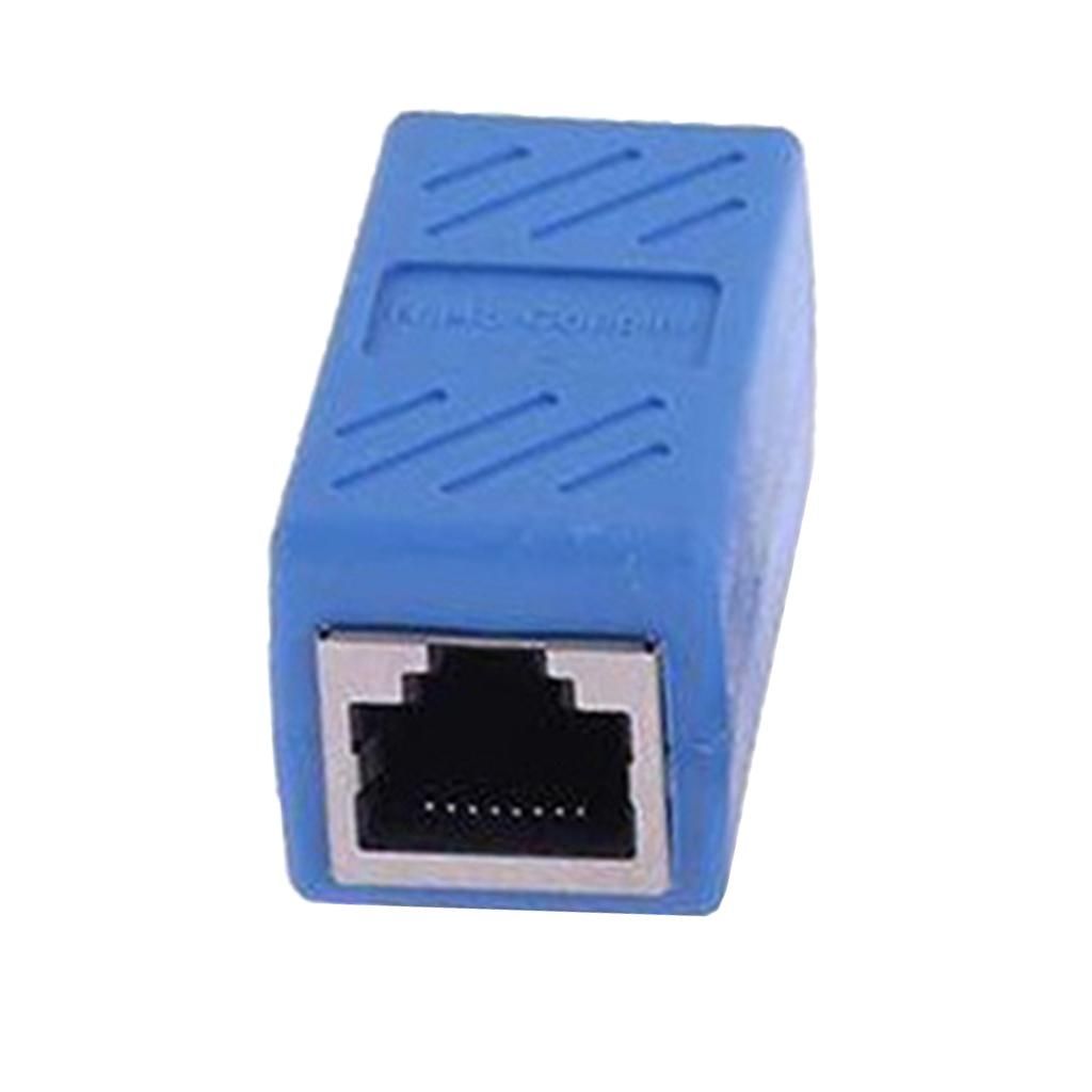 2X  Coupler Female To Female Lan Ethernet Cable Extender Adapter Blue
