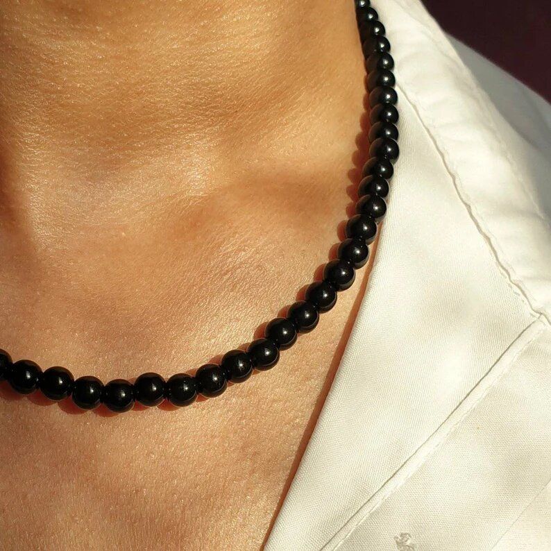 Men's 6mm Black Pearl Necklace